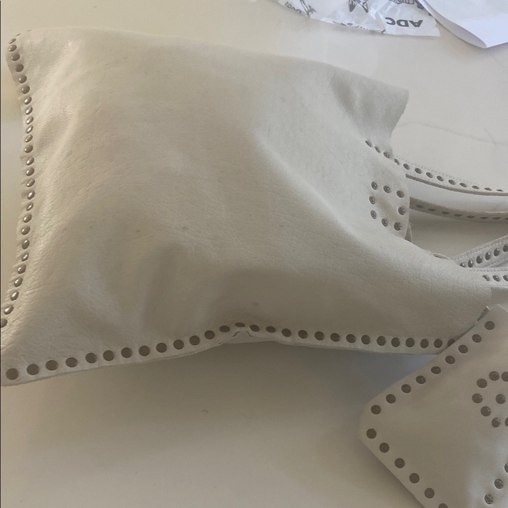 Cream Studded Tote with Chain Straps - Picture 13 of 16